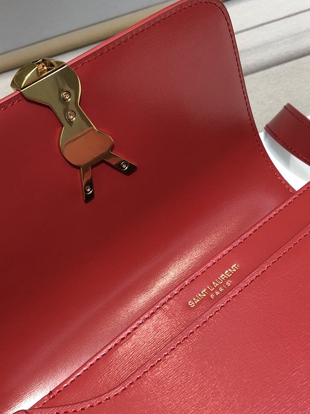 YSL original calfskin solferino small satchel 634306 red