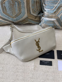 YSL original grained calfskin belt bag 569737 white