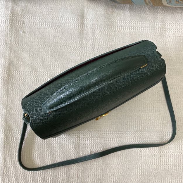 YSL original grained calfskin cassandra medium top handle bag 578000 green