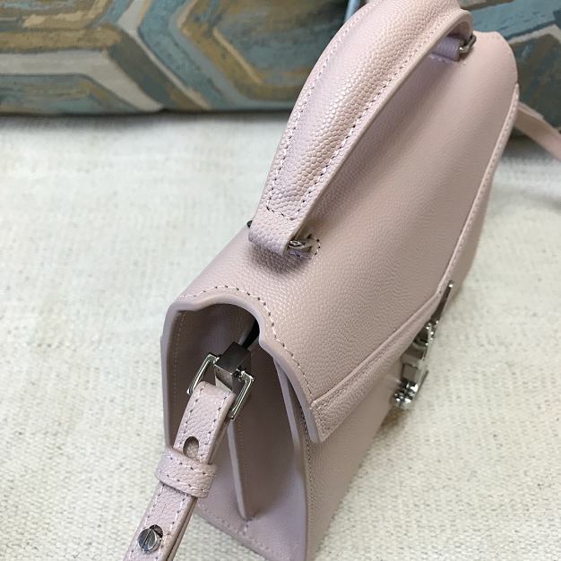 YSL original grained calfskin cassandra mini top handle bag 602716 light pink