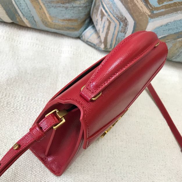 YSL original grained calfskin cassandra mini top handle bag 602716 red