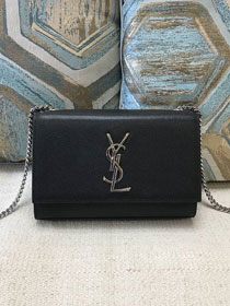 YSL original grained calfskin small kate chain bag 469390 black