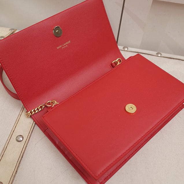 YSL original smooth calfskin kate chain wallet 452159 red