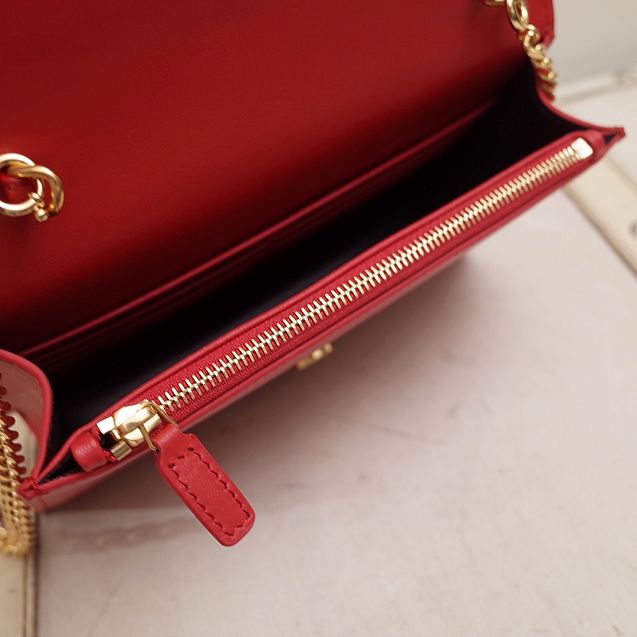 YSL original smooth calfskin kate chain wallet 452159 red