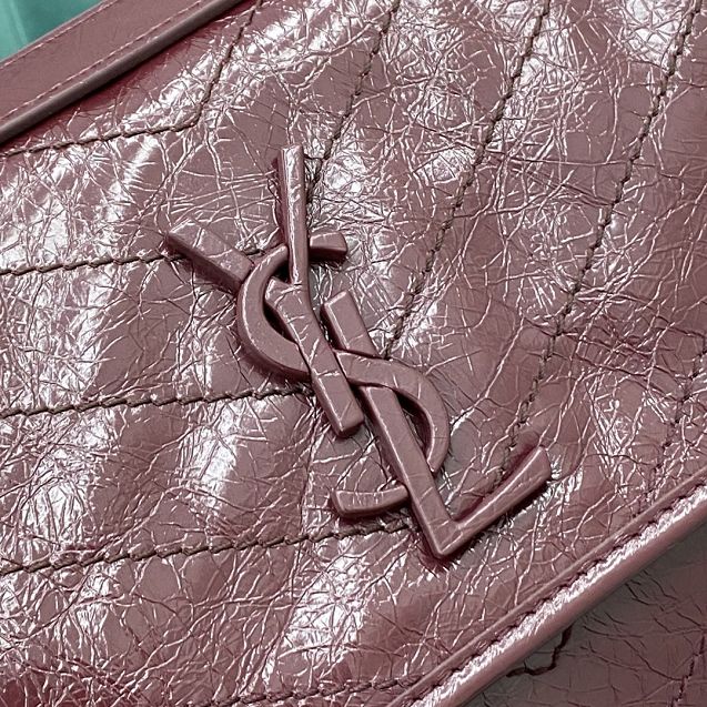 YSL original crinkled calfskin niki medium bag 498894 bordeaux