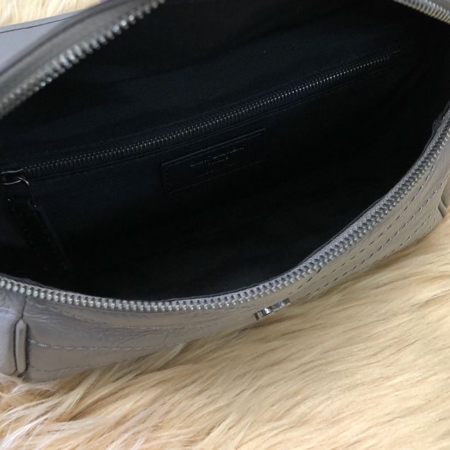 YSL original crinkled calfskin niki body bag 577124 grey