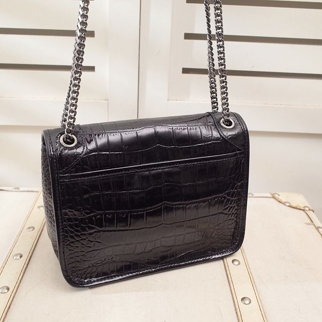 YSL original crocodile calfskin niki baby bag 533037 black