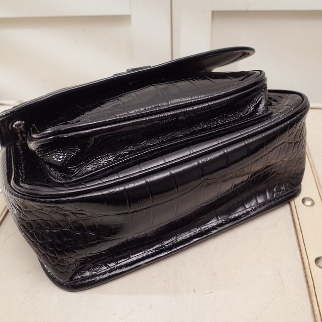 YSL original crocodile calfskin niki baby bag 533037 black