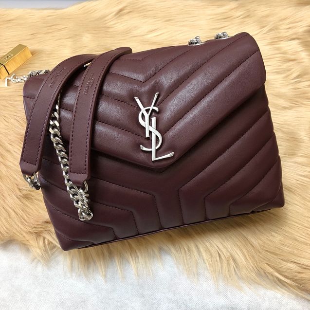 YSL original calfskin loulou small bag 494699 bordeaux