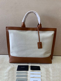 YSL original canvas shopping tote bag 619757 brown