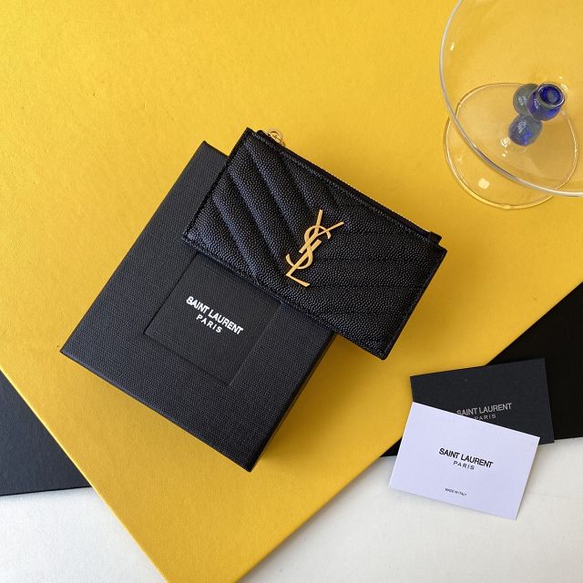 YSL original grained calfskin card holder 607915