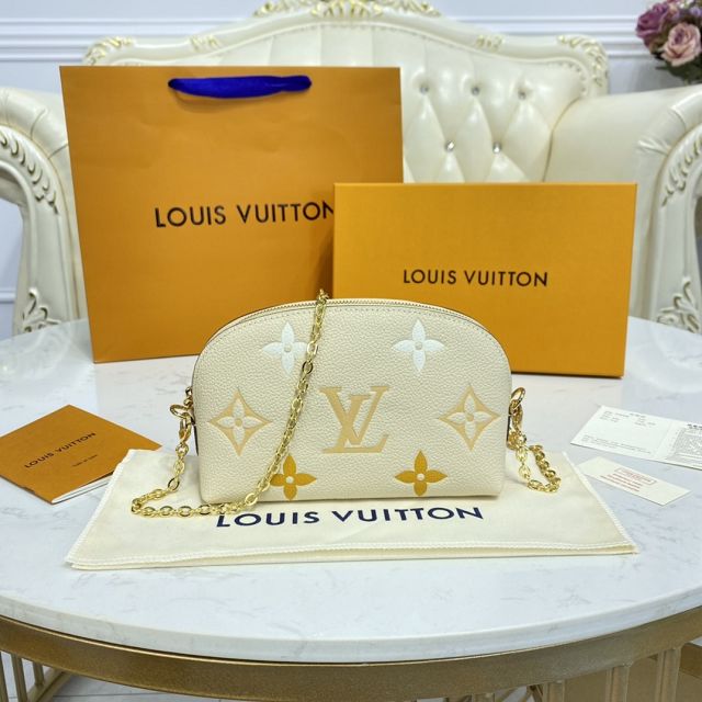 Louis vuitton original calfskin chain cosmetic pouch M80503 beige