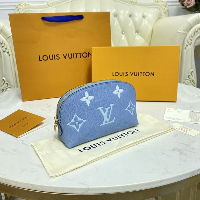 Louis vuitton original calfskin cosmetic pouch M80502 blue