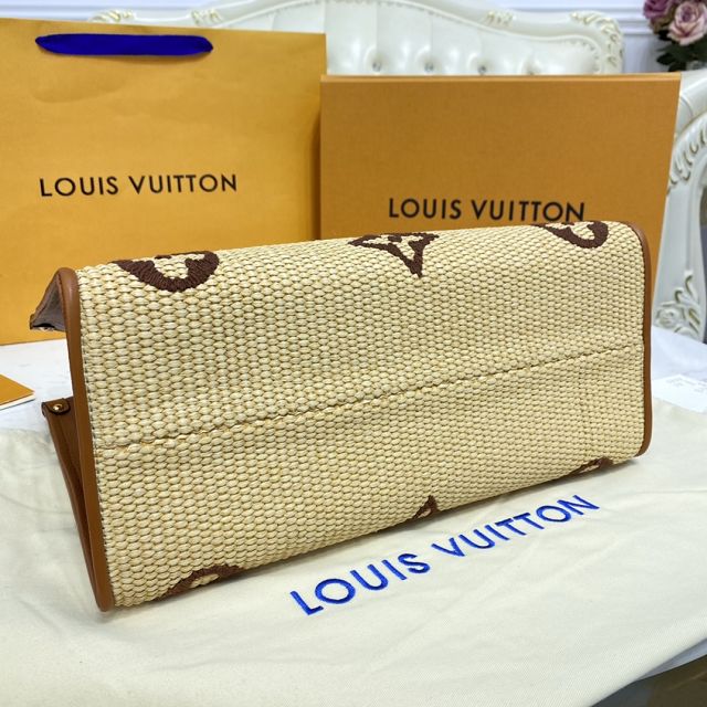 Louis vuitton original monogram raffia onthego mm M57723 tan