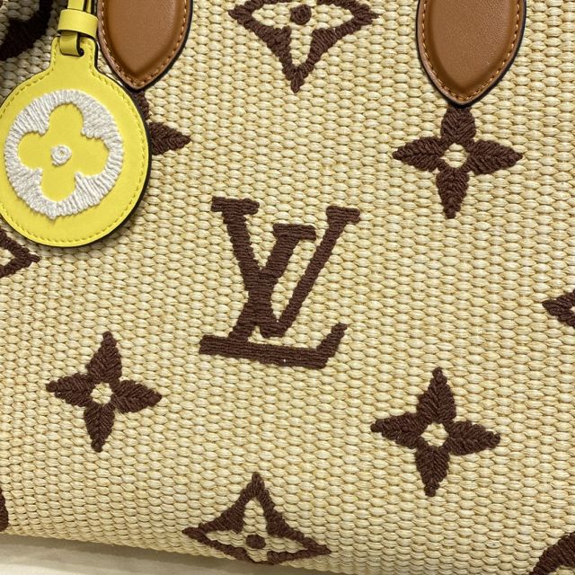 Louis vuitton original monogram raffia onthego mm M57723 tan