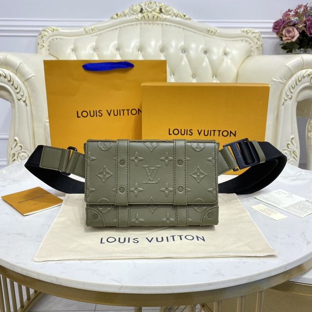  Louis vuitton original calfskin trunk slingbag M57952 green