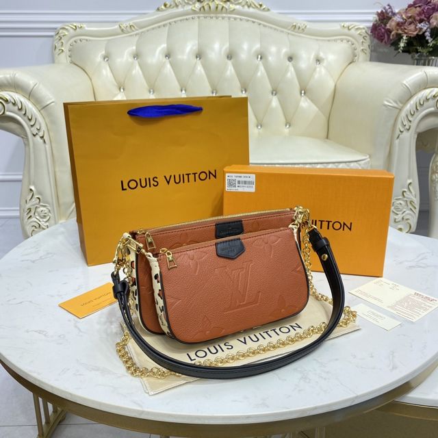 Louis vuitton original monogram calfskin multi pochette M80395 brown