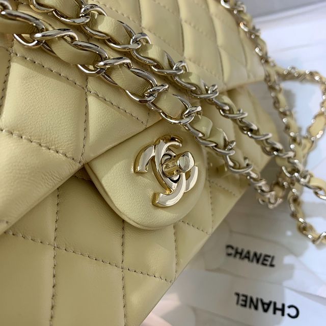 CC original lambskin medium flap bag A01112 light yellow