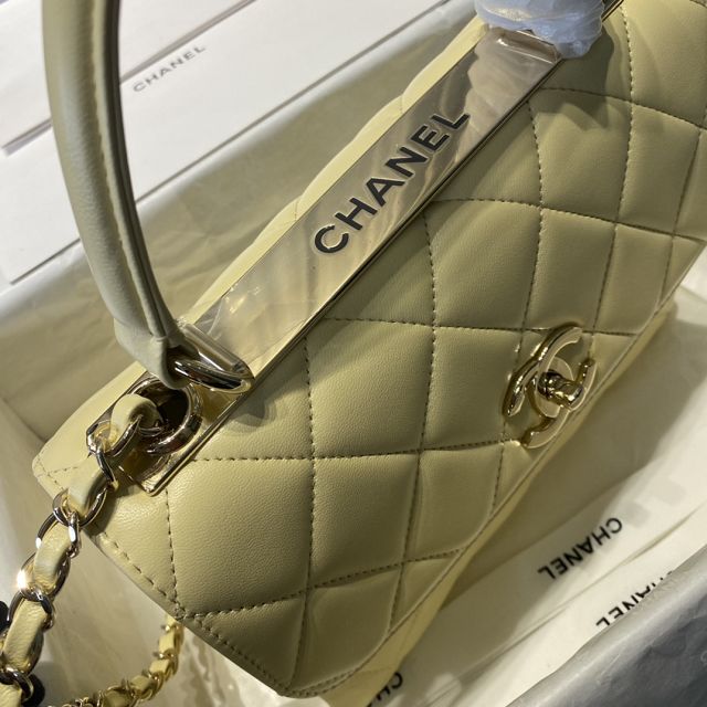 CC original lambskin top handle flap bag A92236-2 light yellow