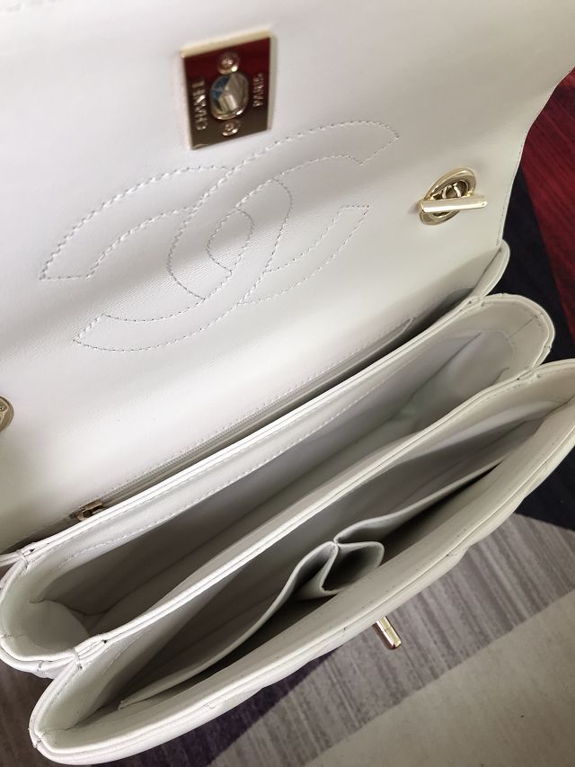 CC original lambskin top handle flap bag A92236 white