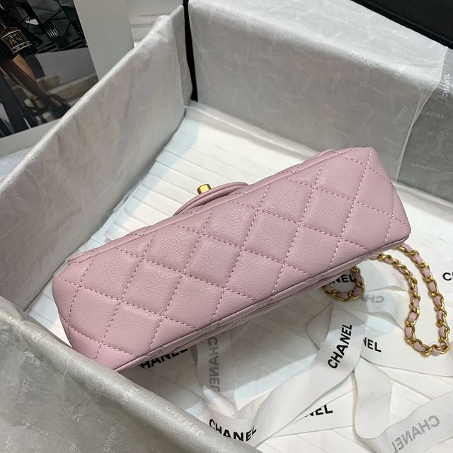 CC original lambskin flap bag AS1787 light pink	