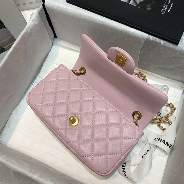 CC original lambskin flap bag AS1787 light pink	