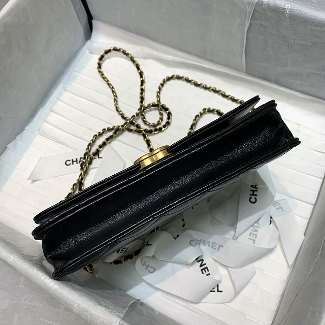 CC original calfskin wallet on chain AP2289 black