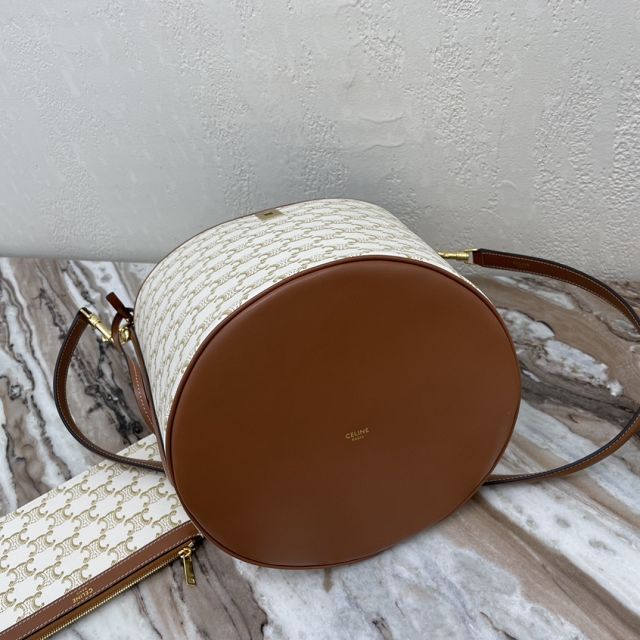 Celine original canvas bucket 16 bag 195573 white