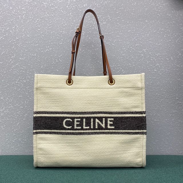 Celine original textile cabas 192172 white&black