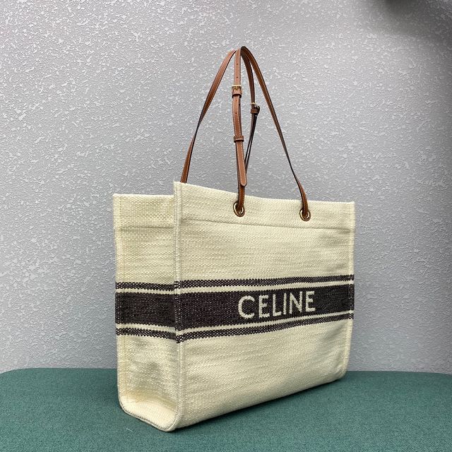 Celine original textile cabas 192172 white&black