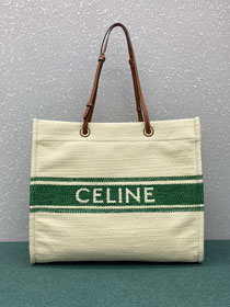 Celine original textile cabas 192172 white&green