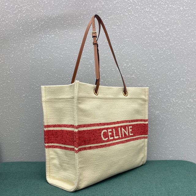 Celine original textile cabas 192172 white&red