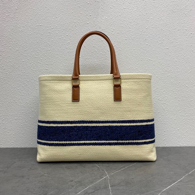 Celine original textile cabas tote 190062 white&navy blue