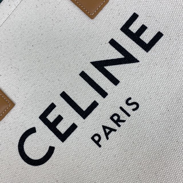 Celine original textile cabas tote 190062 white&tan