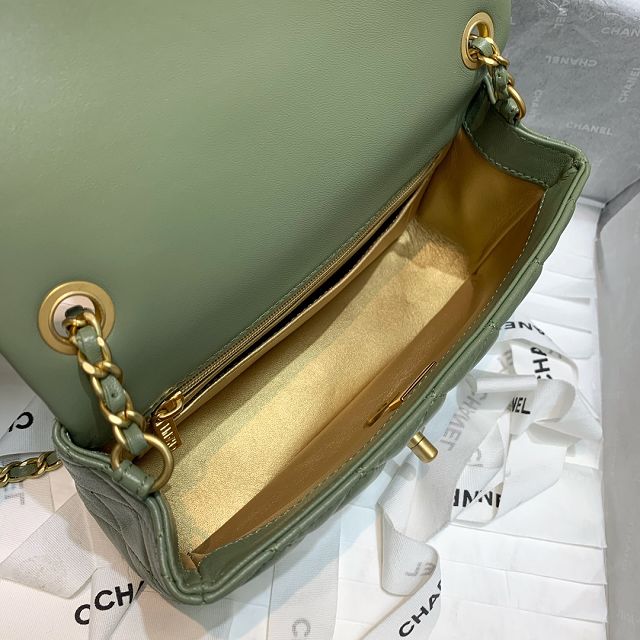 CC original lambskin flap bag AS1787 green