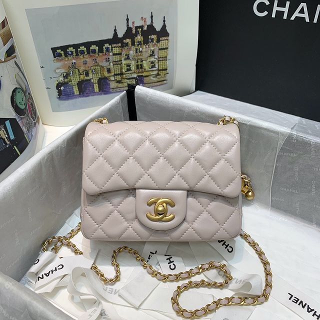 CC original lambskin small flap bag AS1786 light pink