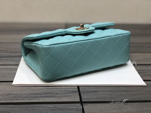 CC original grained calfskin mini flap bag A69900 sky blue