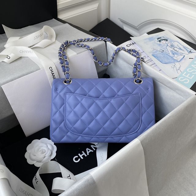 CC original lambskin small flap bag A01113 blue