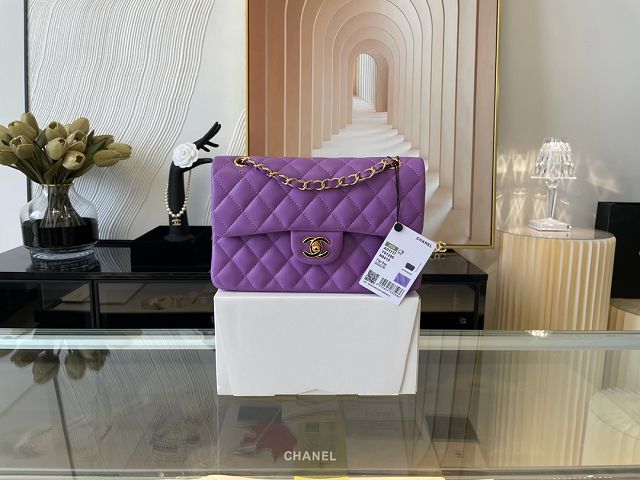 CC original lambskin small flap bag A01113 purple