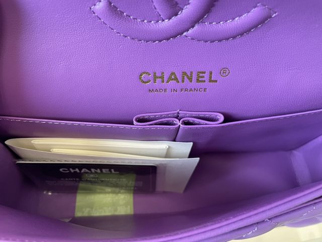 CC original lambskin small flap bag A01113 purple