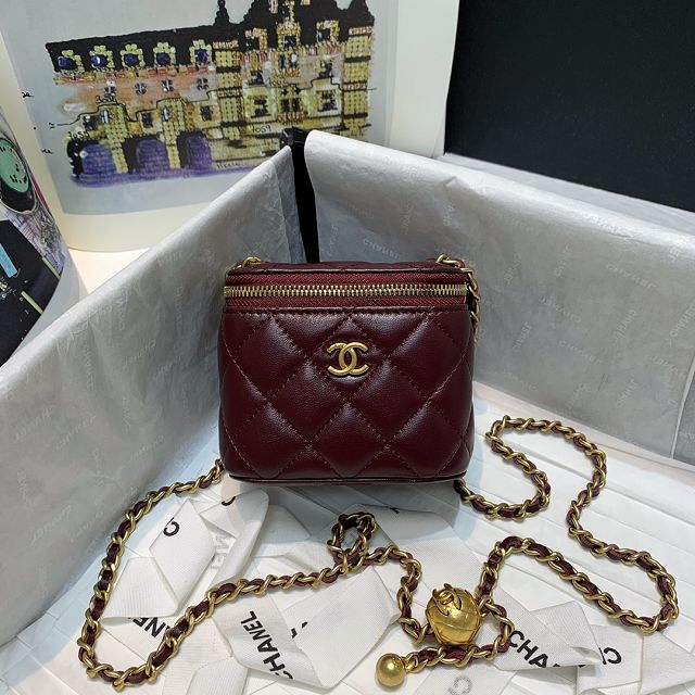 CC original lambskin small vanity with chain AP1447 bordeaux