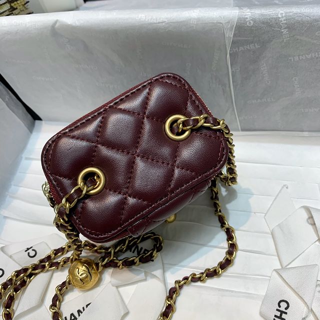 CC original lambskin small vanity with chain AP1447 bordeaux