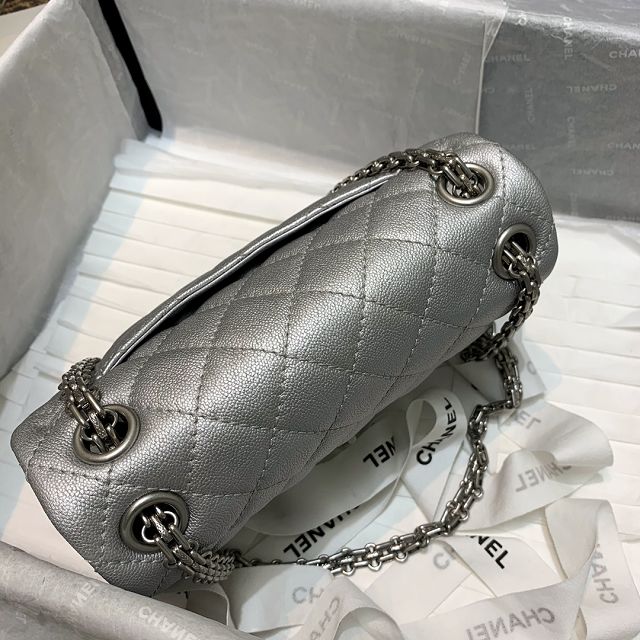 CC original grained calfskin small 2.55 handbag AS0874 silver