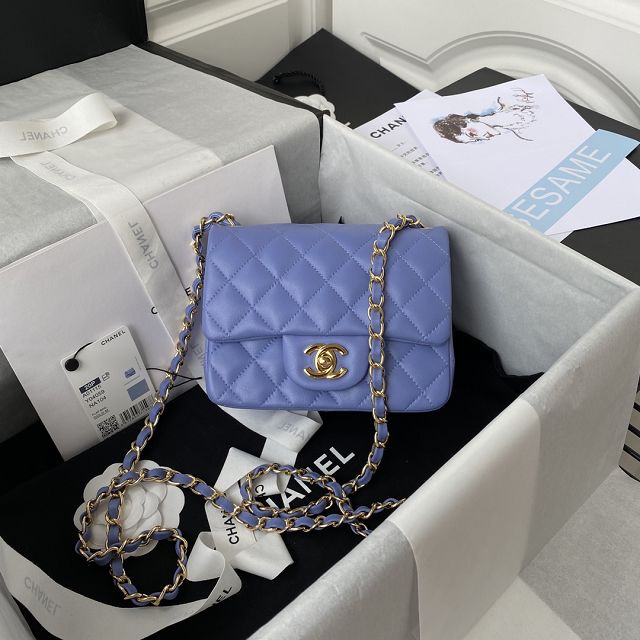 CC original lambskin super mini flap bag A35200 blue