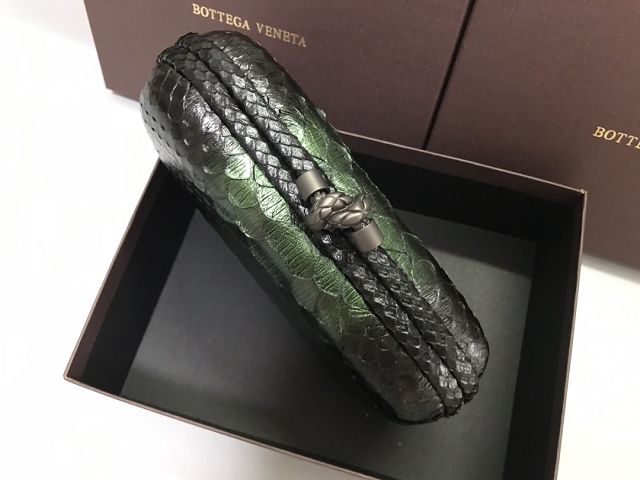 BV original python leather knot clutch 113085 black&green