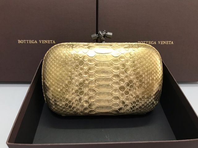 BV original python leather knot clutch 113085 gold