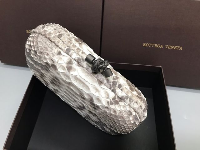 BV original python leather knot clutch 113085 light grey