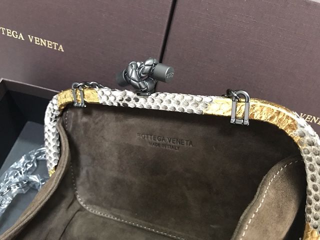BV original python leather knot clutch 113085 silver