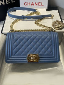 CC original grained calfskin medium boy handbag A67086 blue