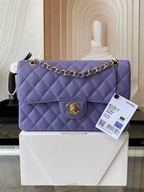 CC original grained calfskin small flap bag A01113 purple